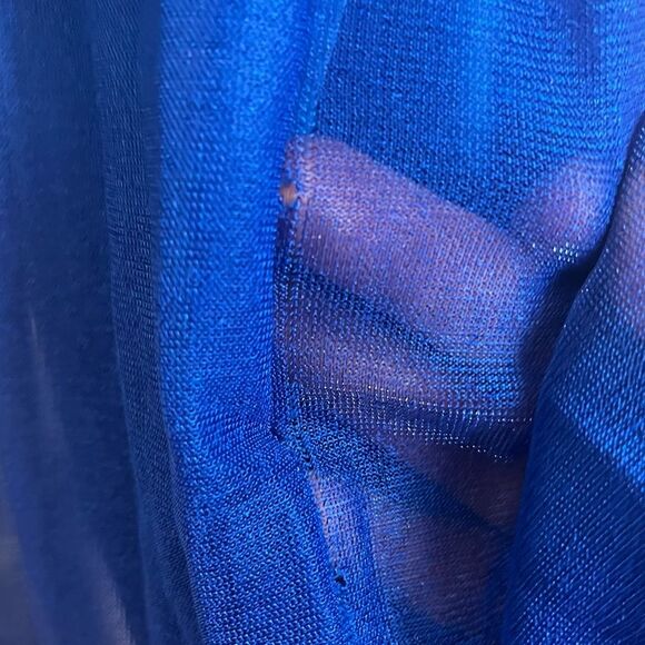 Jessica McClintock Gunn Sax Blue Shimmer Maxi Dress Size 3/4 - Picture 7 of 11